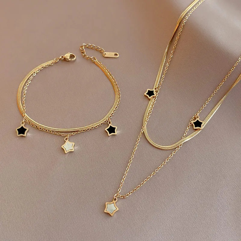 Women's Multilayer Star Necklace and Bracelet