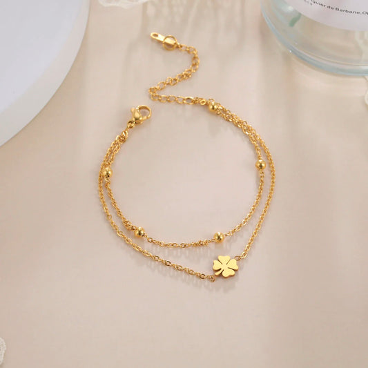 Skyrim Foot Chain of Women Silver Color Four-leaf Clover