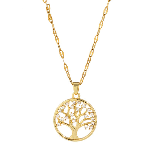 Luxury Rhinestone Tree of Life Necklace for Women