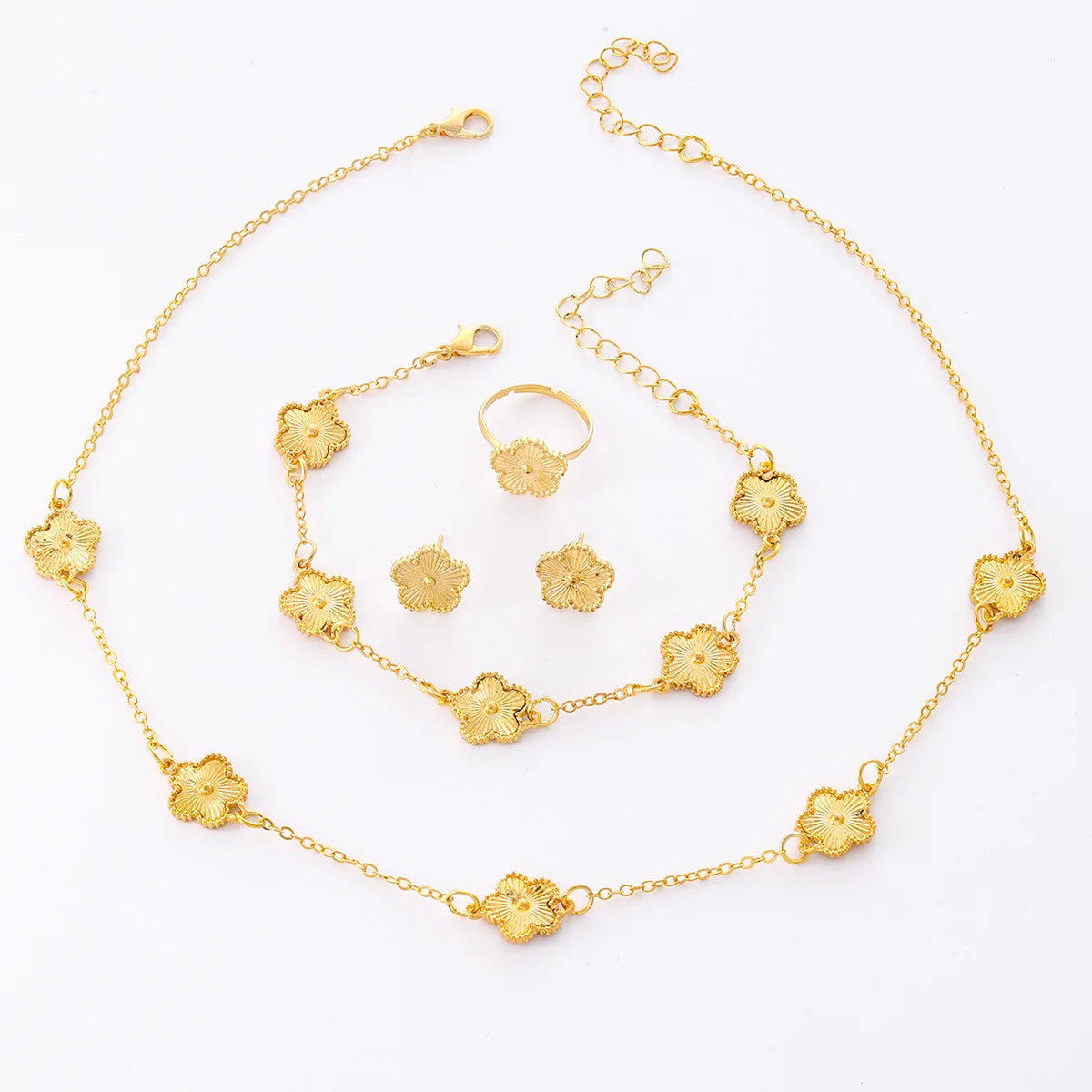 Trendy Luxury Five Leaf Flower Bracelets Necklace