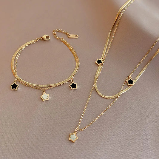 Women's Multilayer Star Necklace and Bracelet